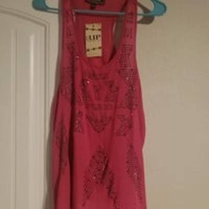 NWT cowgirl up rhinestone pink tank size L